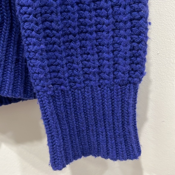 Autumn Cashmere Turtle Neck Pullover Sweater in Cobalt blue Leather elbow M - Picture 3 of 15